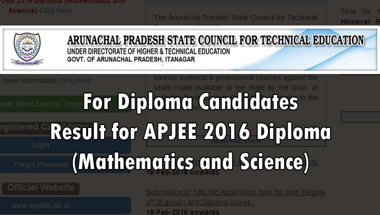 APJEE 2016 Diploma Exam Results