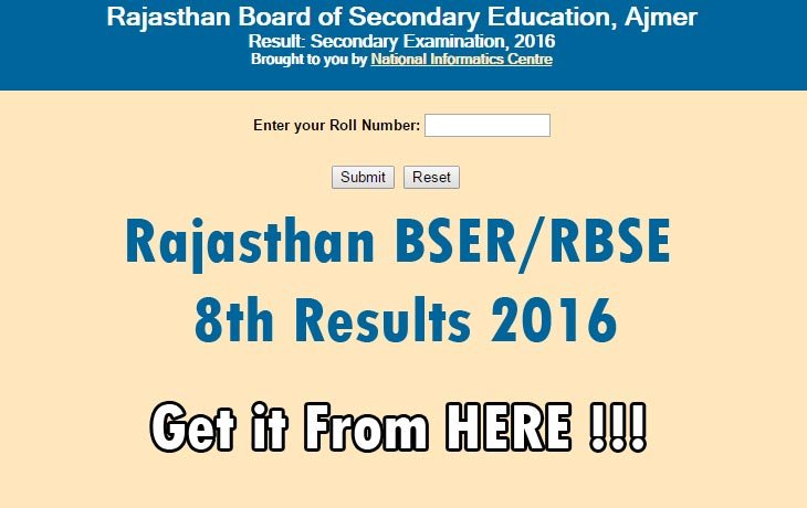 RBSE 8th Results 2016
