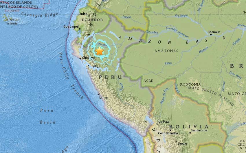 Peru Earthquake 6.0 magnitude quake from 51km N of Moyobamba