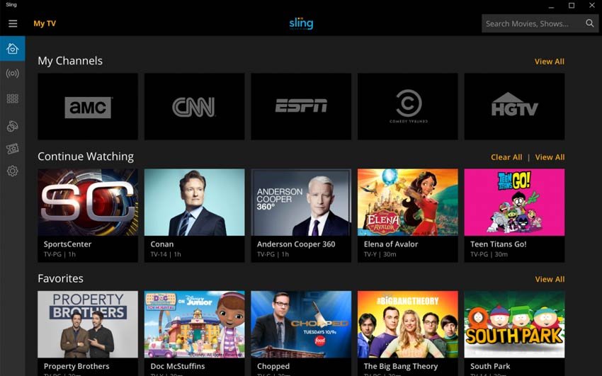 Windows 10 Sling TV App