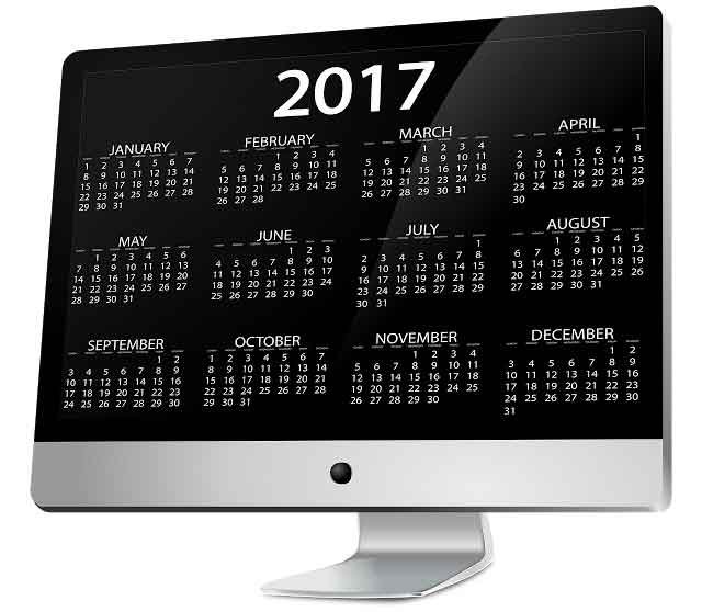 English New Year 2017 Calendar