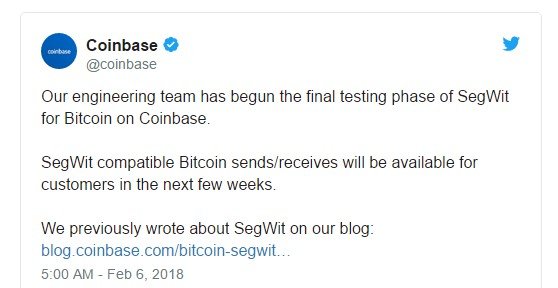 Coinbase SegWit, Bitcoin network