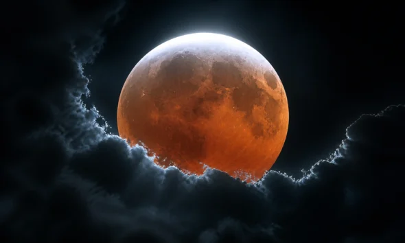 partial lunar eclipse 96 percent copper moon California