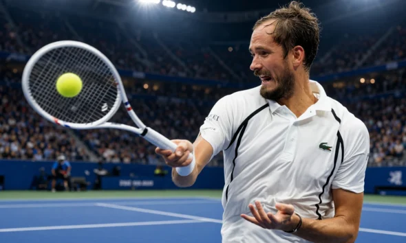Daniil Medvedev US Open first-round win over Gaston