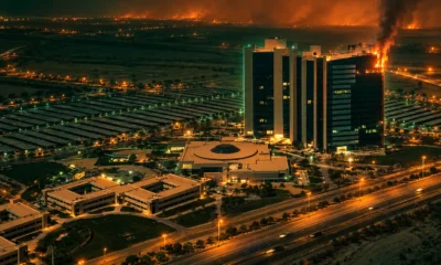 Houthi missile attack Aramco headquarters Dhahran fire